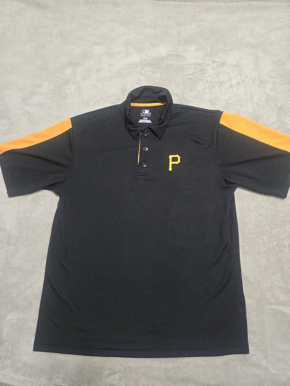 Mens Pittsburgh Pirates Black & Yellow Polo Shirt Size L MLB Genuine Merchandise